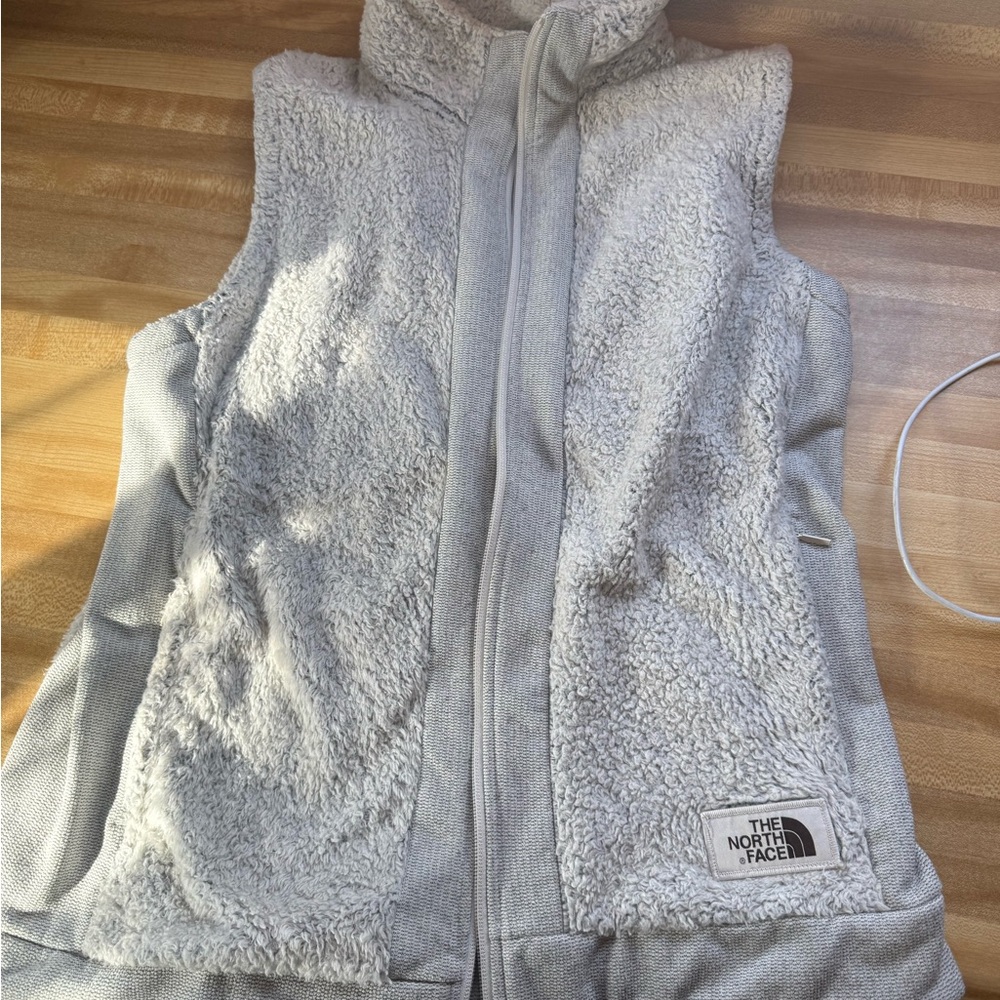 The North Face Light Gray Sherpa Vest